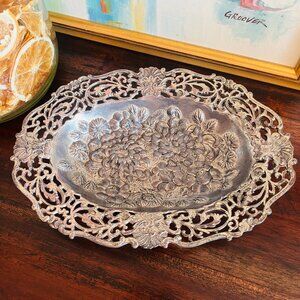 Unique Vintage 1920s Pot Metal Floral Bowl Gallery Wall Art Nouveau Japan Retro